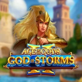 Age Of The Gods: God Of Storms 2 slot logo by Playtech at Rainbet Casino
